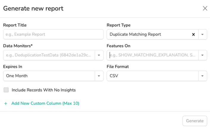 Figure 3. Generating Duplicate Matching Report