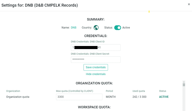 dnb credentials